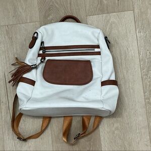 Chic White and Brown Women's Backpack